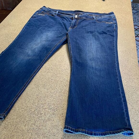 Flare Leg Cropped/Capri Stretch Denim Jeans sz 24W - Picture 3 of 16